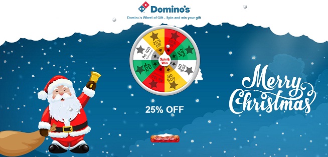 India Desire : Dominos Spin & Win Christmas Offer: Spin The Wheel And Get Free Vouchers [All Users]
